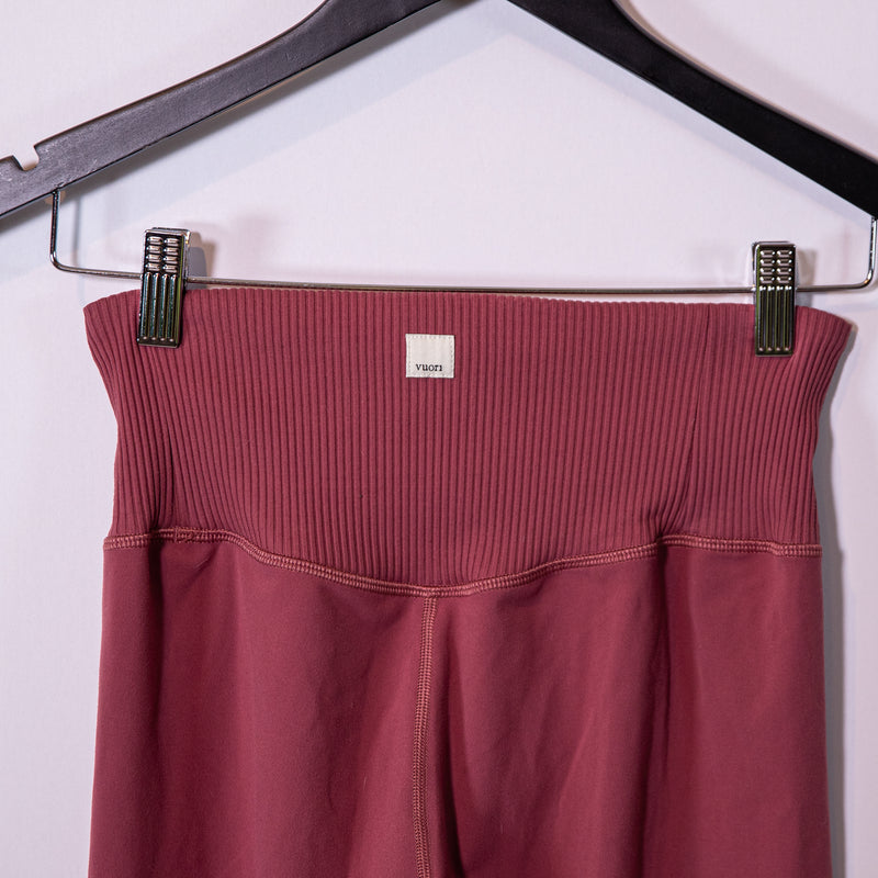 Vuori Women's Rib Studio Performance High Waisted Athletic Leggings Cedar Medium