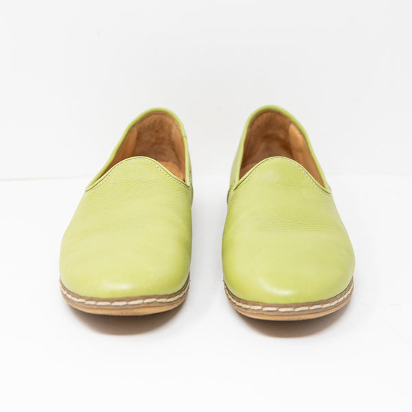 Charix Pistachio Slip On Genuine Leather Flat Casual Slides Shoes Green 9.5