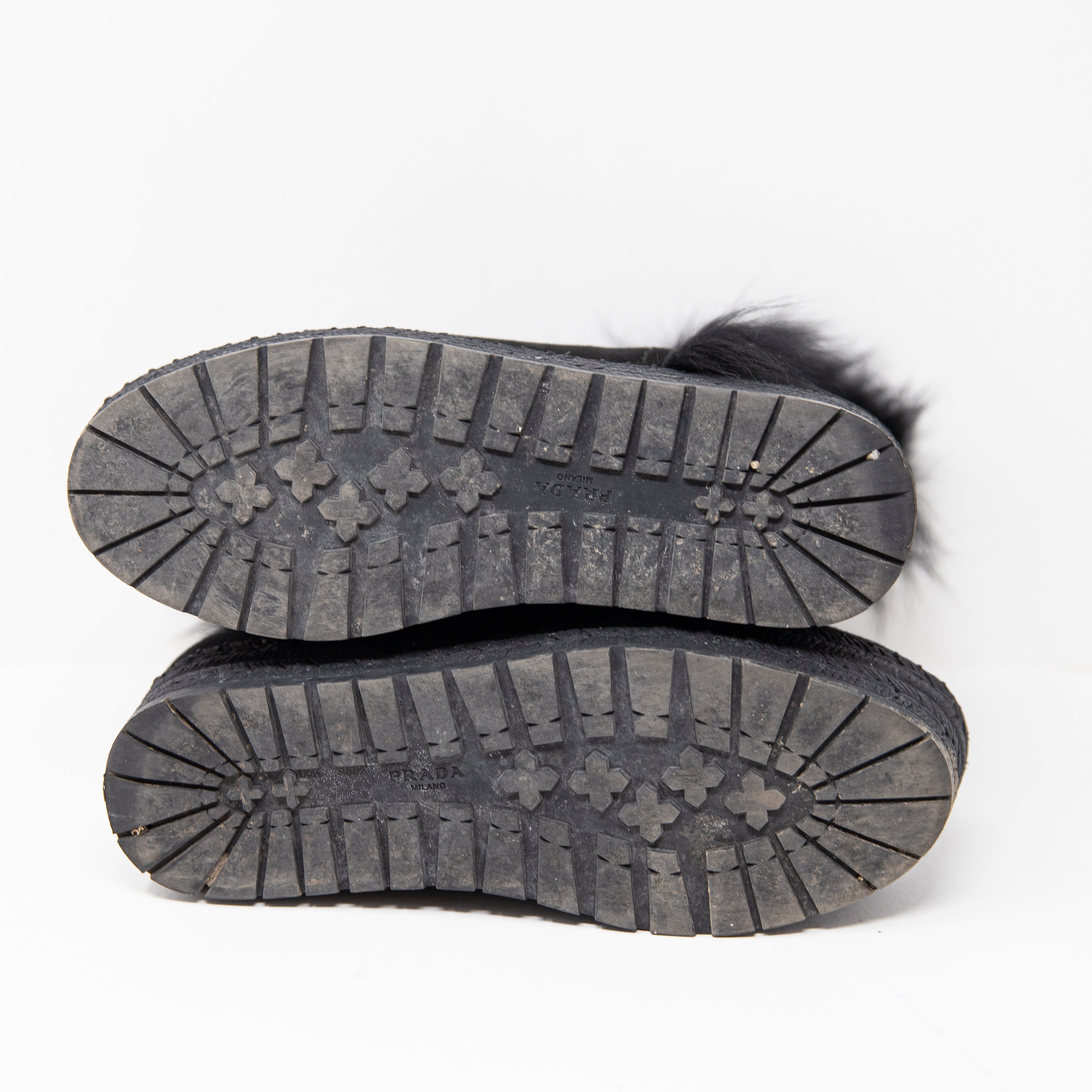 Prada Women's Calzature Donna Montone Visone Genuine Suede Platform Boots Shoes