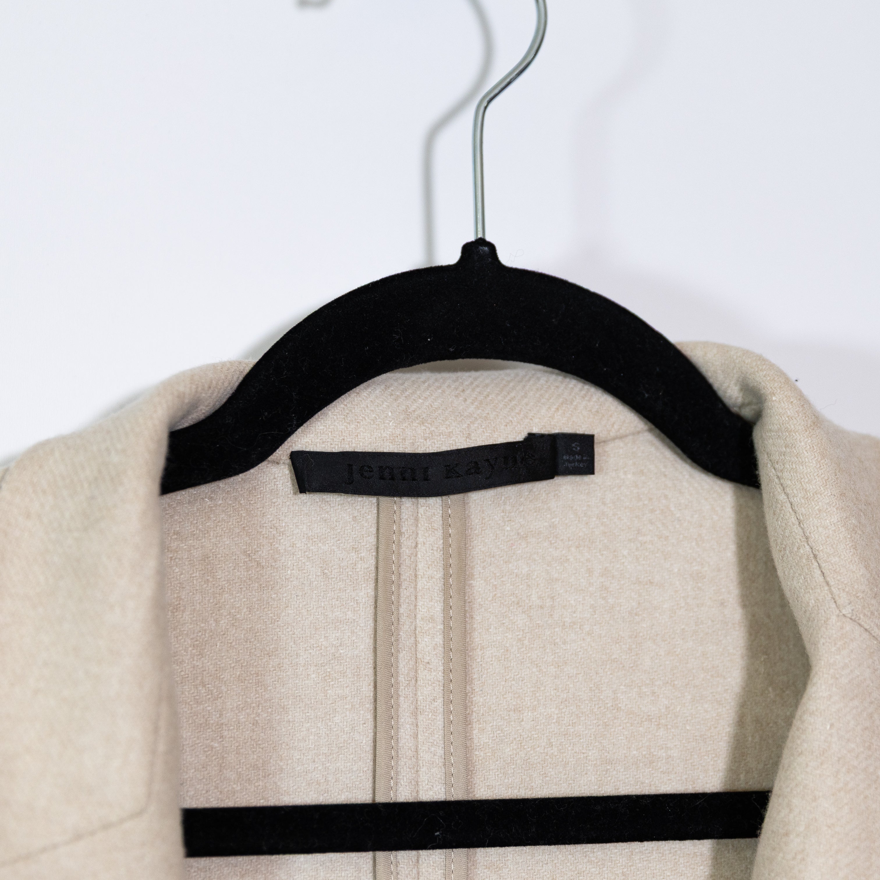 Jenni Kayne Scout Wool Felt Woven Stand Collar Cinch Waist Cardigan Jacket Tan