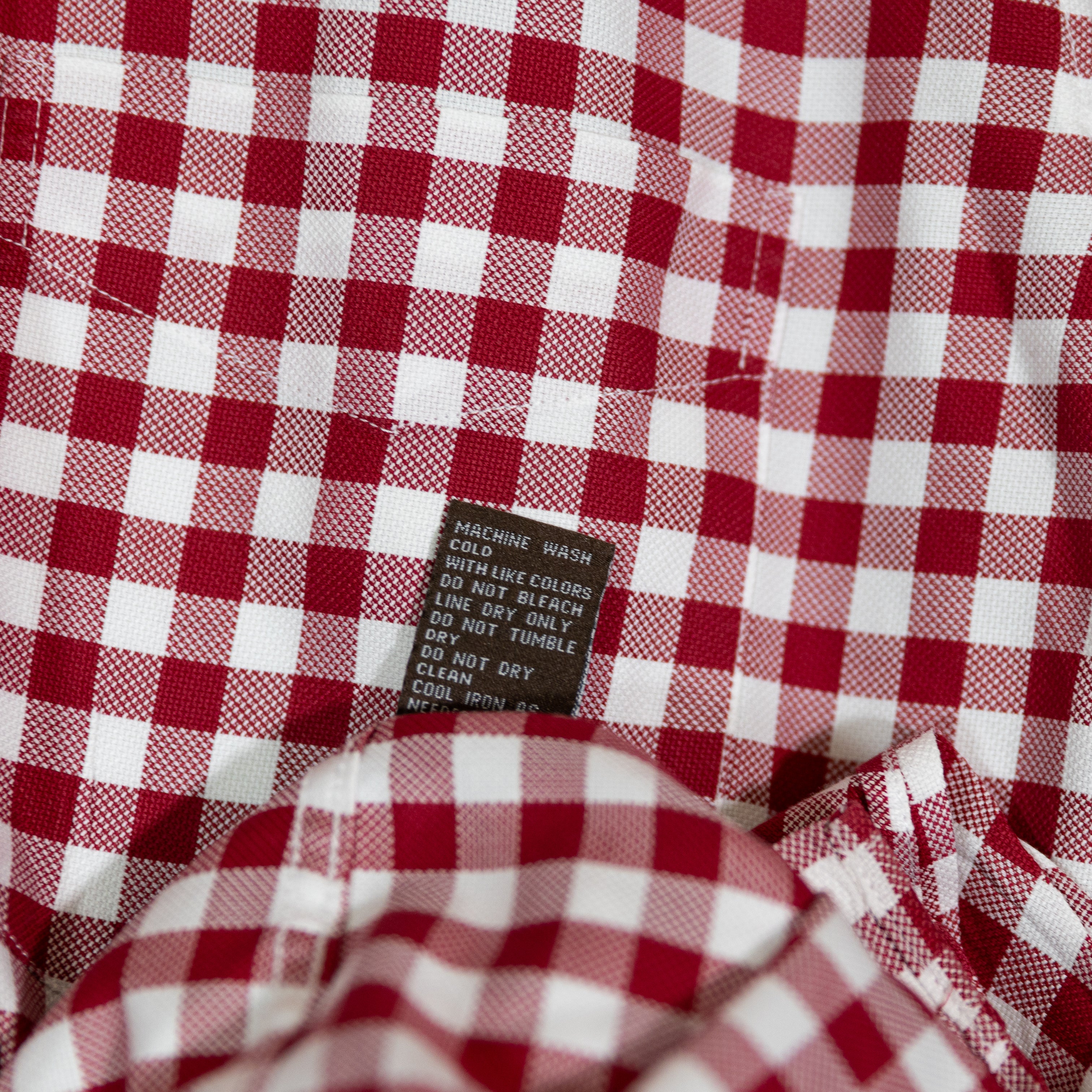 J. McLaughlin Men's Cotton Red White Gingham Check Collared Button Down Shirt XL