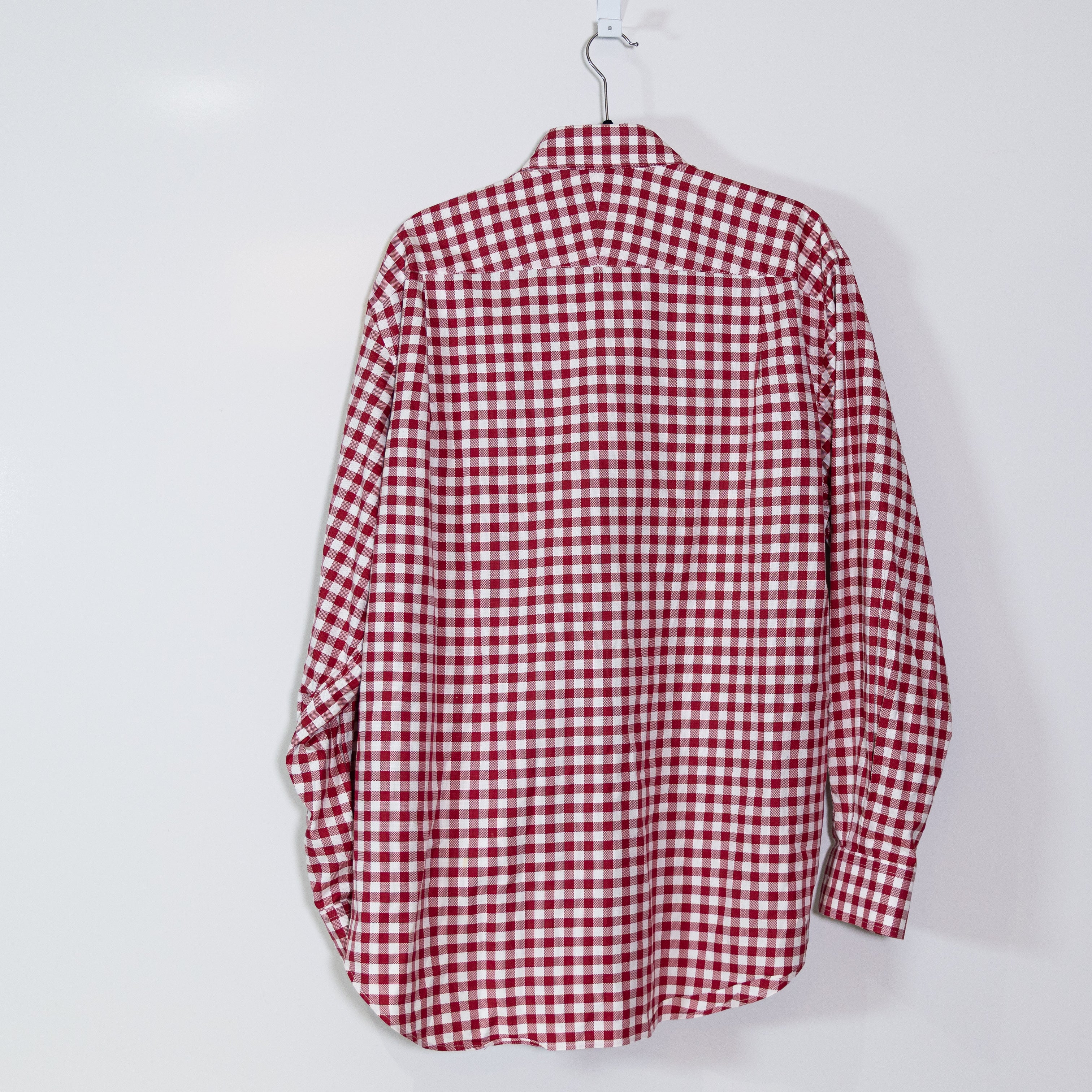 J. McLaughlin Men's Cotton Red White Gingham Check Collared Button Down Shirt XL
