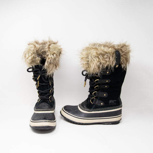 Sorel Joan Of Arctic Faux Vegan Fur Trim Waterproof Snow Winter Boots Black 7