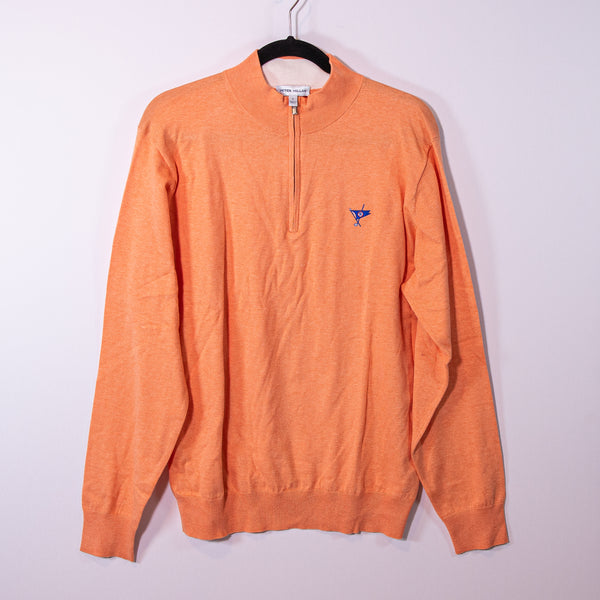 Peter Millar Men's Cotton Silk Knit Stretch Quarter Zip Pullover Sweater Orange&nbsp;