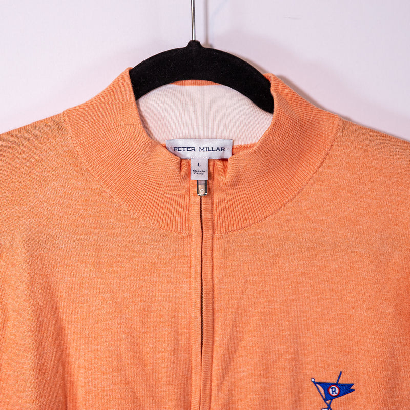 Peter Millar Men's Cotton Silk Knit Stretch Quarter Zip Pullover Sweater Orange&nbsp;