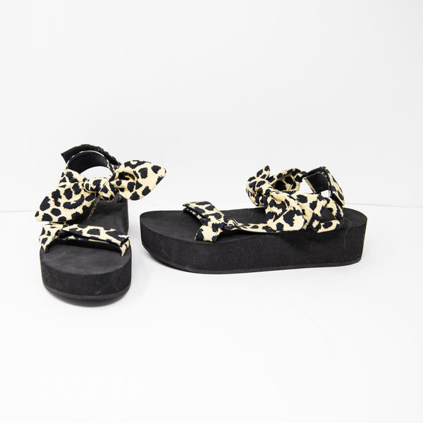 NEW Loeffler Randall Maisie Leopard Animal Print Canvas Platform Sandals Shoes