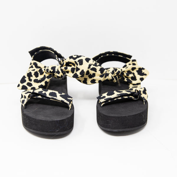 NEW Loeffler Randall Maisie Leopard Animal Print Canvas Platform Sandals Shoes