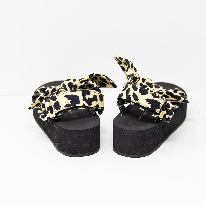 NEW Loeffler Randall Maisie Leopard Animal Print Canvas Platform Sandals Shoes