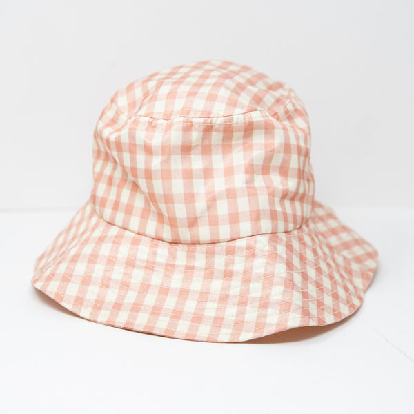 Loeffler Randall Ivy Bucket Hat Muted Clay Pink Gingham One Size