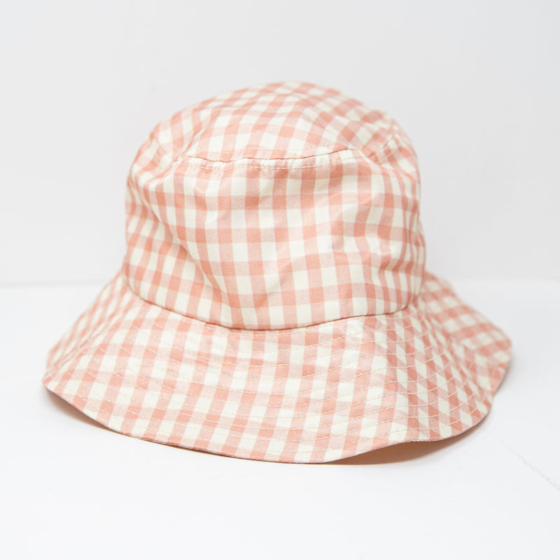 Loeffler Randall Ivy Bucket Hat Muted Clay Pink Gingham One Size