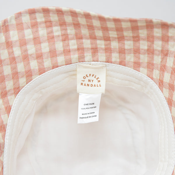 Loeffler Randall Ivy Bucket Hat Muted Clay Pink Gingham One Size