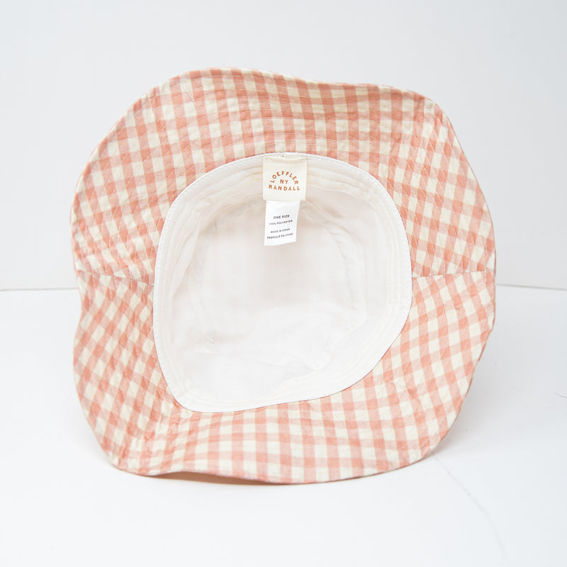 Loeffler Randall Ivy Bucket Hat Muted Clay Pink Gingham One Size