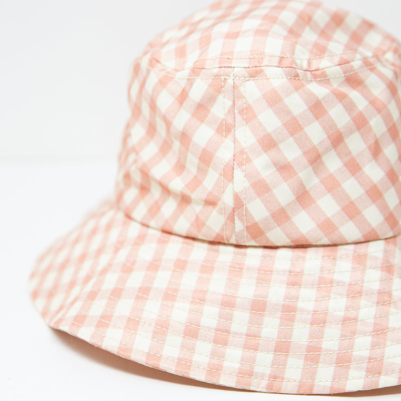 Loeffler Randall Ivy Bucket Hat Muted Clay Pink Gingham One Size