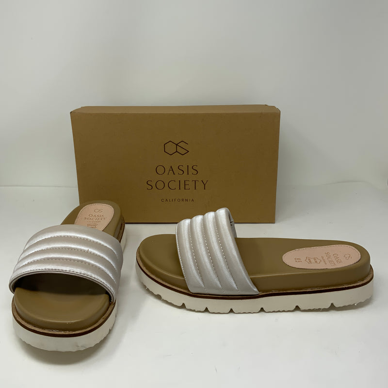 NEW Oasis Society Suns Out Faux Vegan Leather Open Toe Flat Slides Sandals Shoes