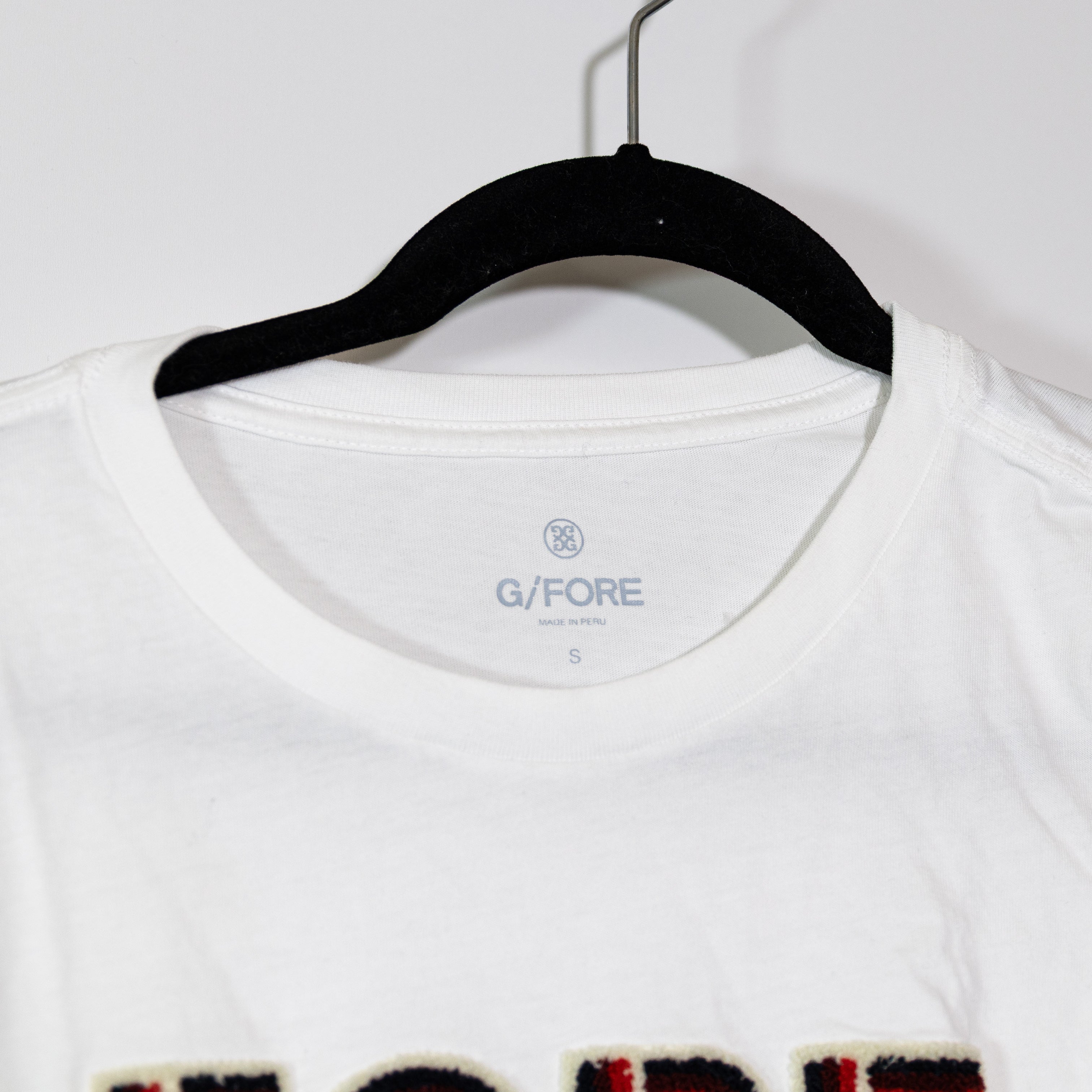 G/FORE Fore Fuzzy Logo Embroidered Cotton Short Sleeve Crew Neck Tee Shirt Top S