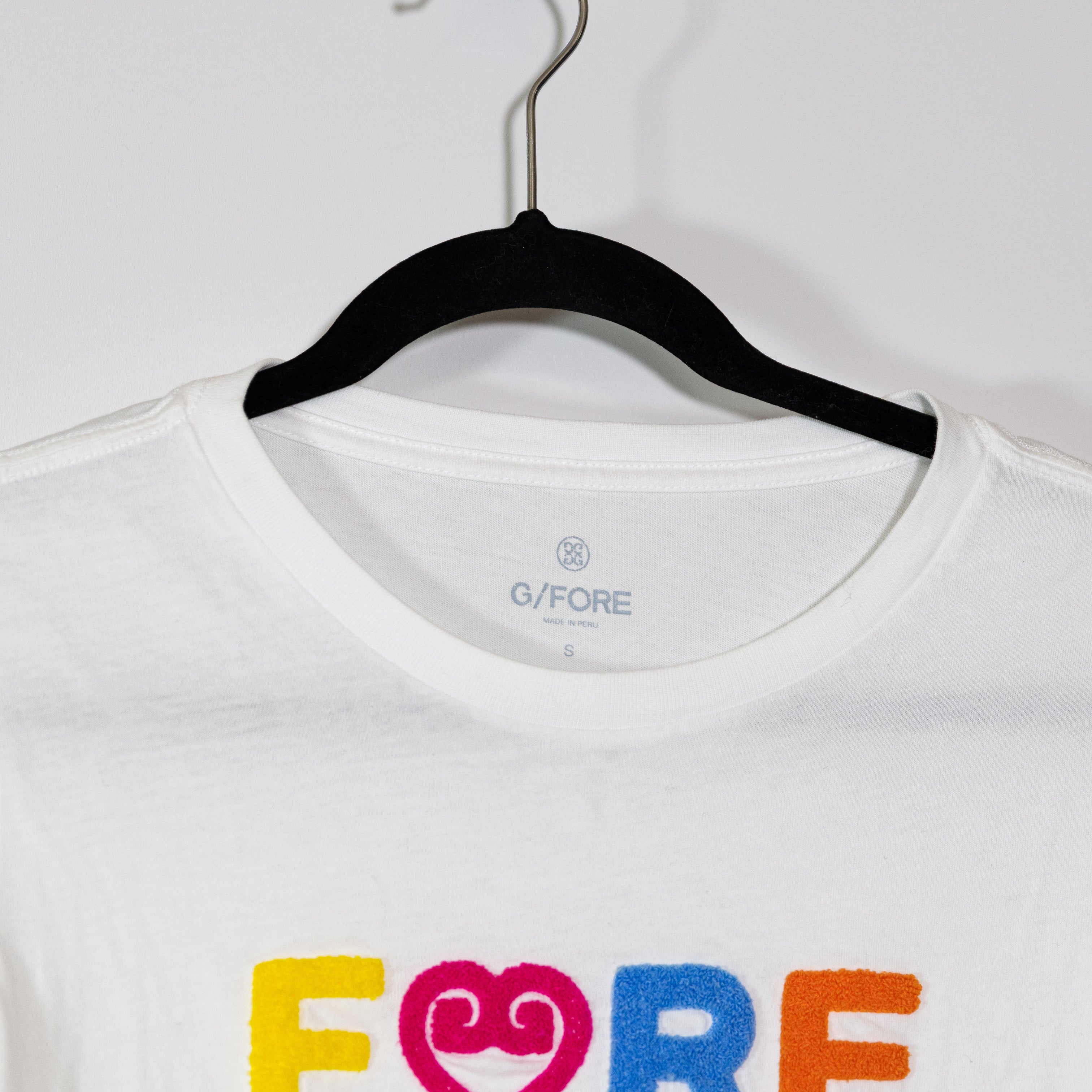G/FORE Fore Fuzzy Multi Color Logo Cotton Short Sleeve Crew Neck Tee Shirt Top S