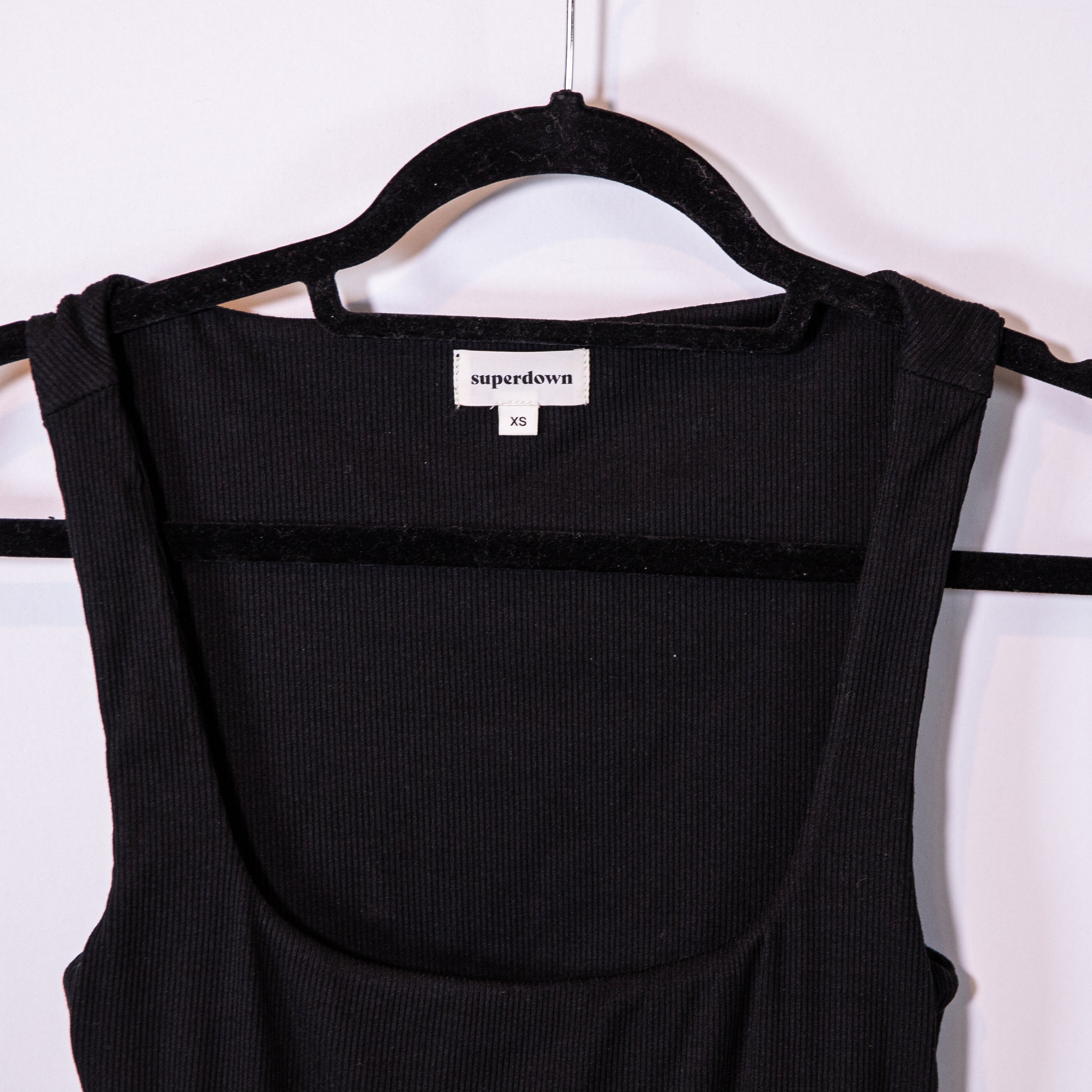 NEW Superdown Gail Ribbed Knit Stretch Square Neck Cut Out Back Midi Dress XS