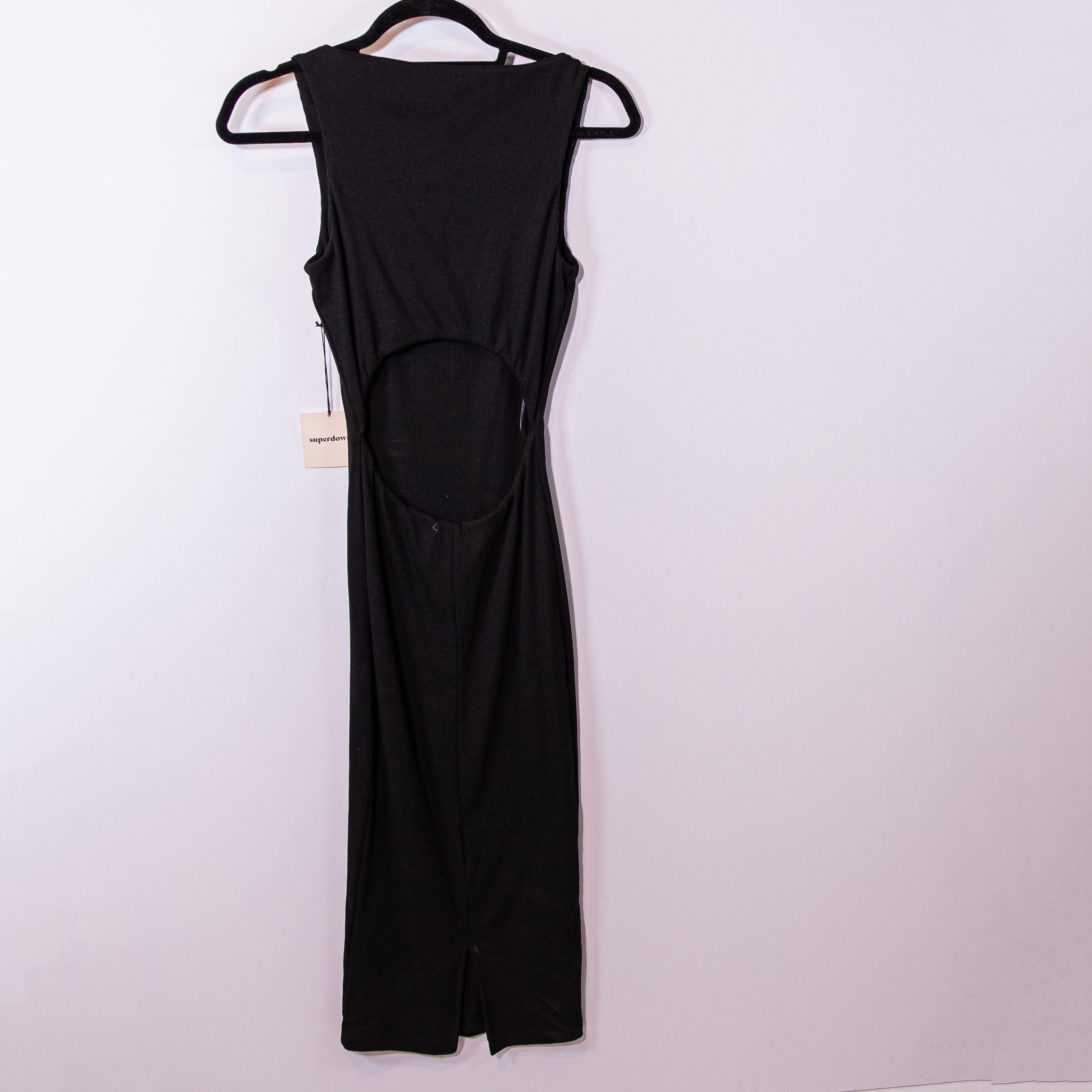 NEW Superdown Gail Ribbed Knit Stretch Square Neck Cut Out Back Midi Dress XS