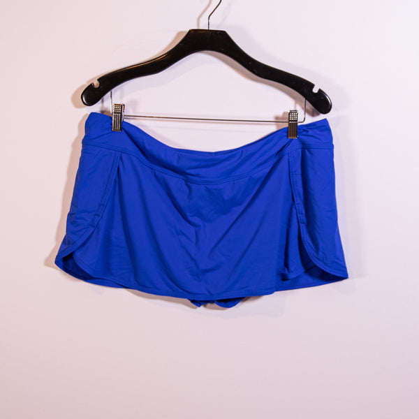 Athleta Women's Bathing Suit Swim Swimsuit Mini Pull On Skort Skirt Shorts Blue