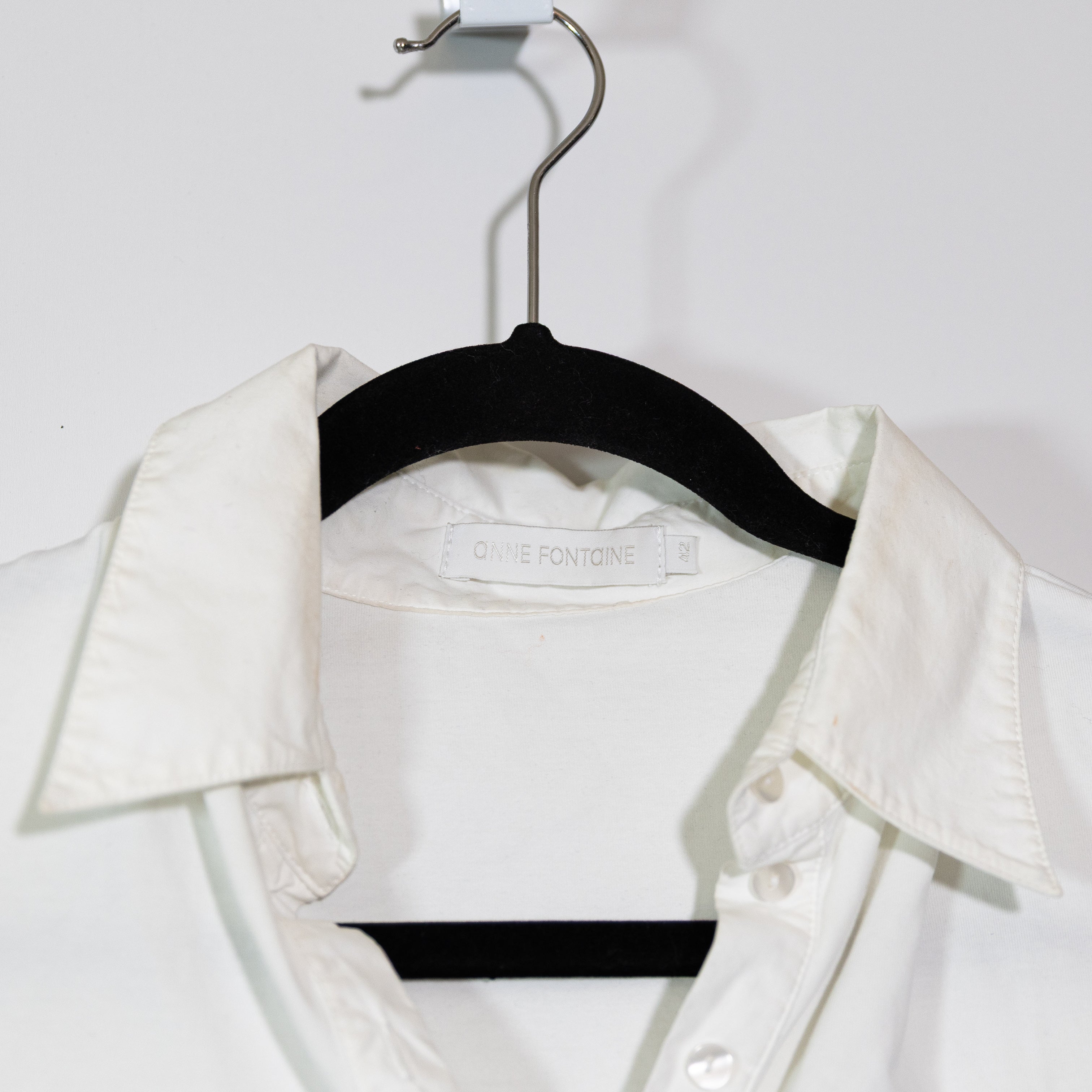 Anne Fontaine Nuage Cotton Stretch Sleeveless Button Down Collared Blouse Shirt