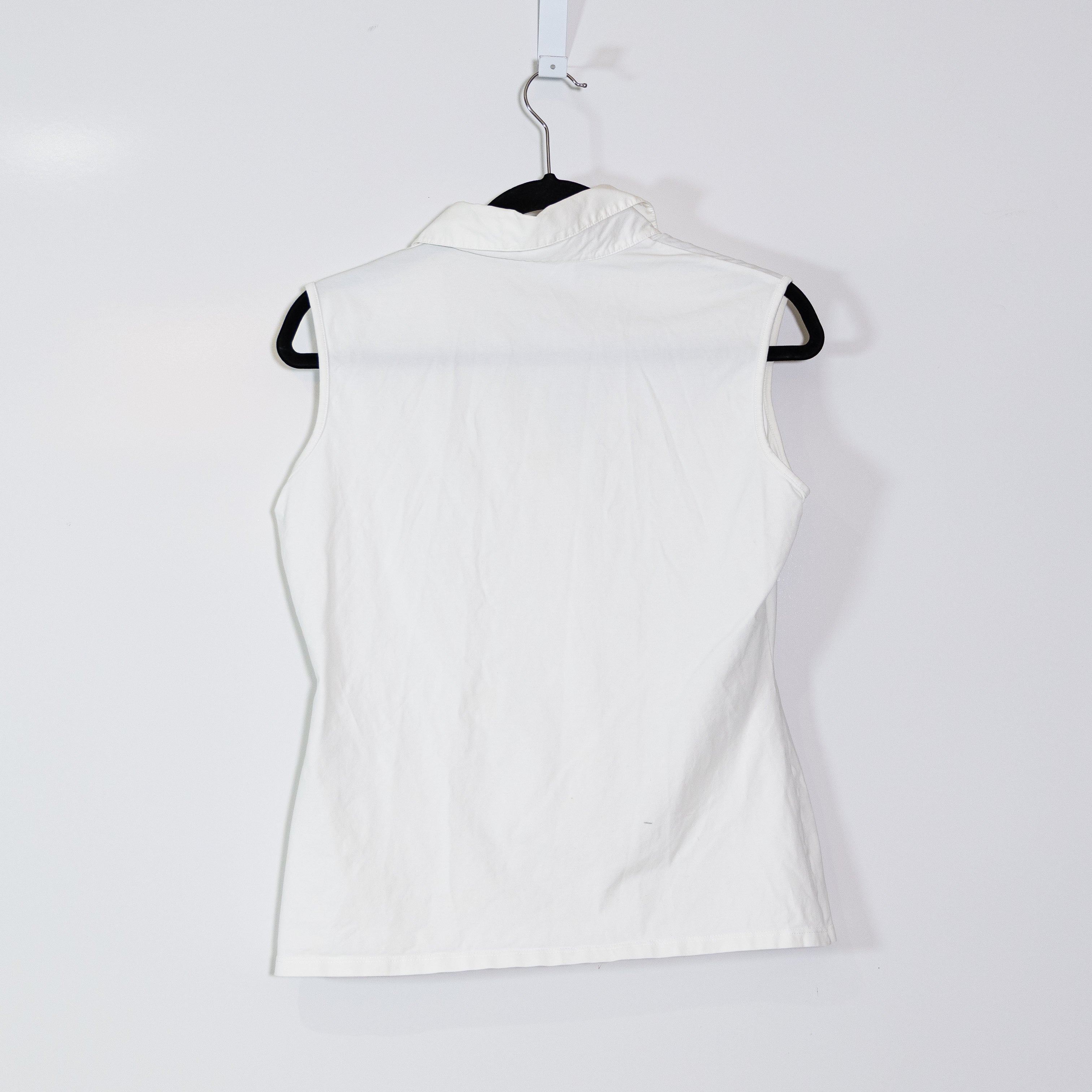 Anne Fontaine Nuage Cotton Stretch Sleeveless Button Down Collared Blouse Shirt