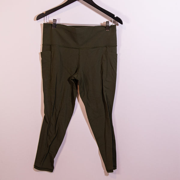 Athleta Women's Salutation Stash Pocket II 7/8 Athletic Work Out Leggings Green