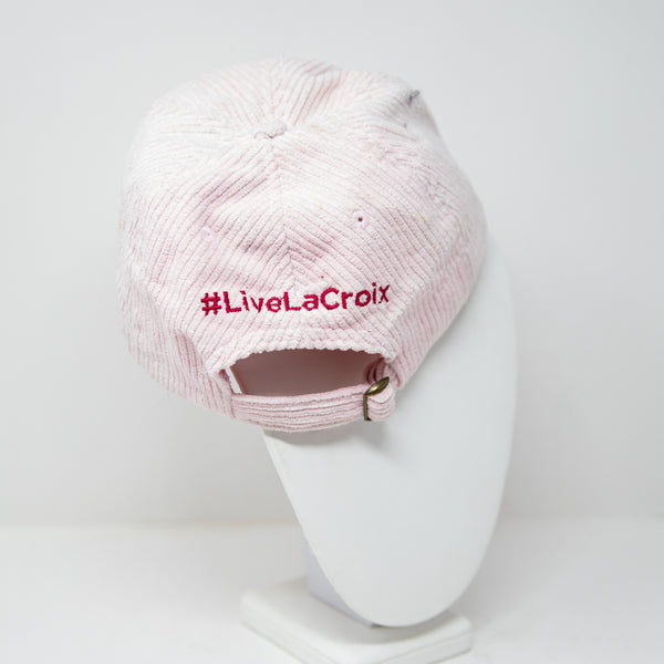 NEW La Croix Velvet Velour Corduroy Cherry Blossom Can Logo Embroidered Hat Cap