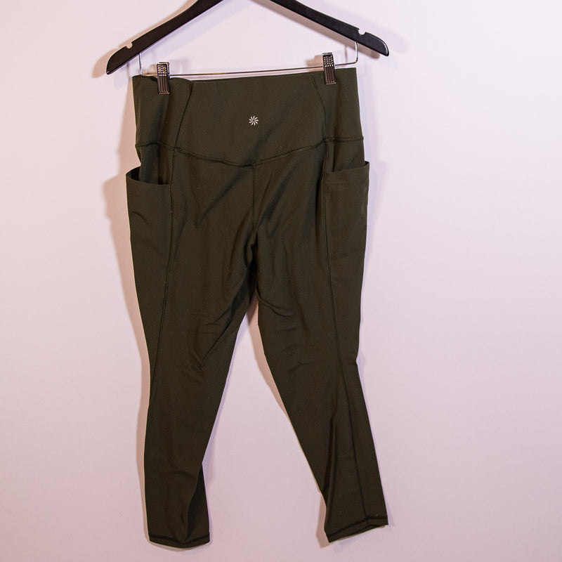 Athleta Women's Salutation Stash Pocket II 7/8 Athletic Work Out Leggings Green
