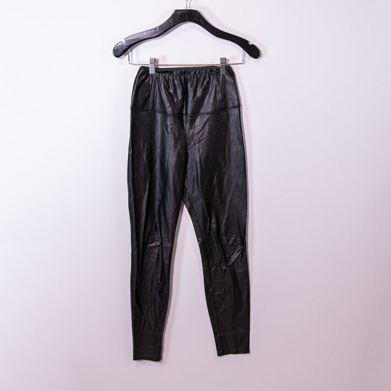 Wilfred Free Aritzia Faux Vegan Leather High Waisted Leggings Pants Black XS