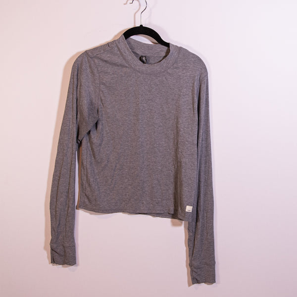 Vuori Women's Mudra Fitted Long Sleeve Mock Neck Ribbed Tee Shirt Gray XL