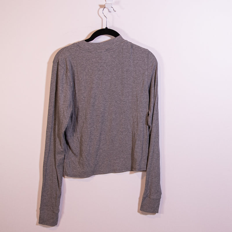 Vuori Women's Mudra Fitted Long Sleeve Mock Neck Ribbed Tee Shirt Gray XL