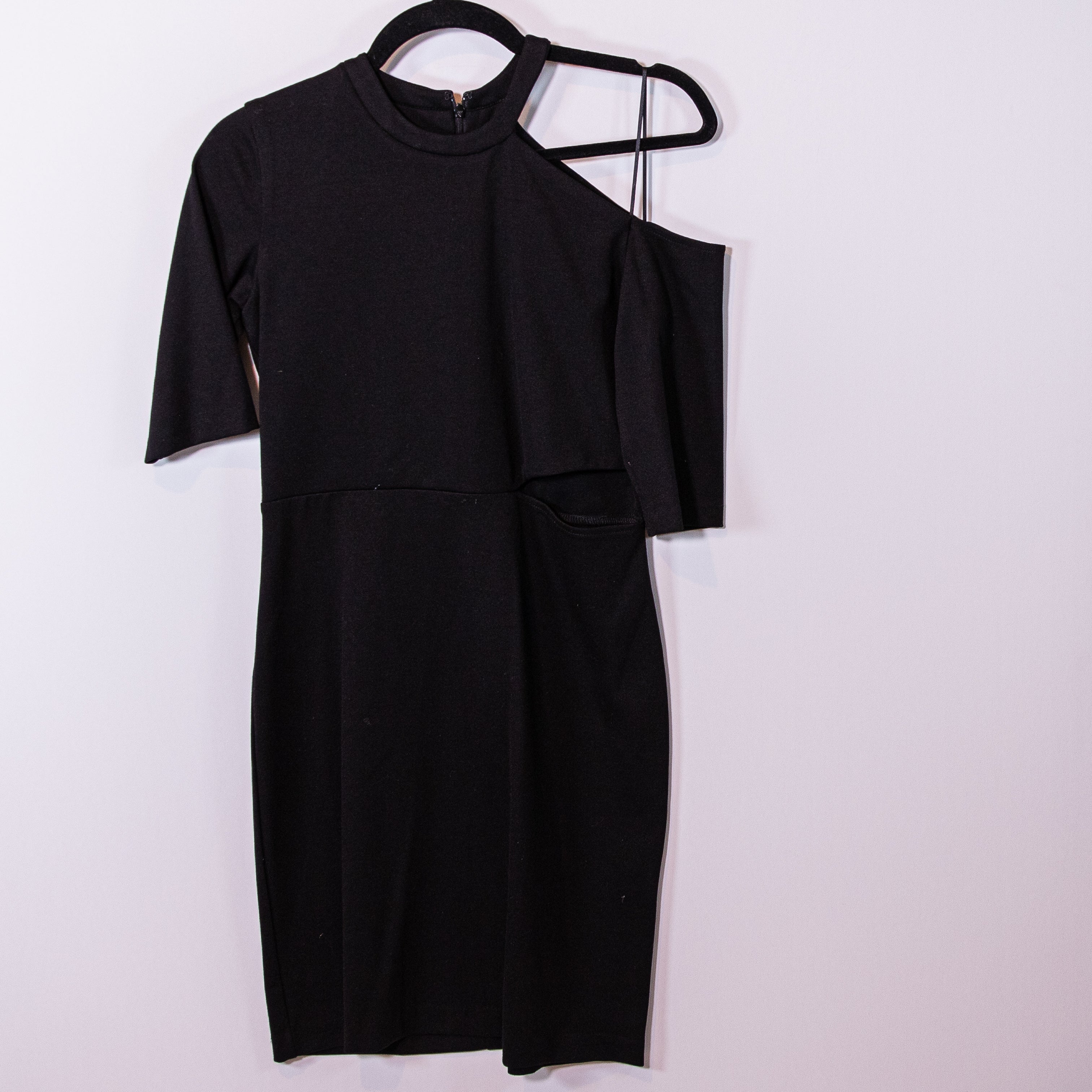 Amanda Uprichard Ponte Stretch Cold One Shoulder Cut Out Sheath Mini Dress M