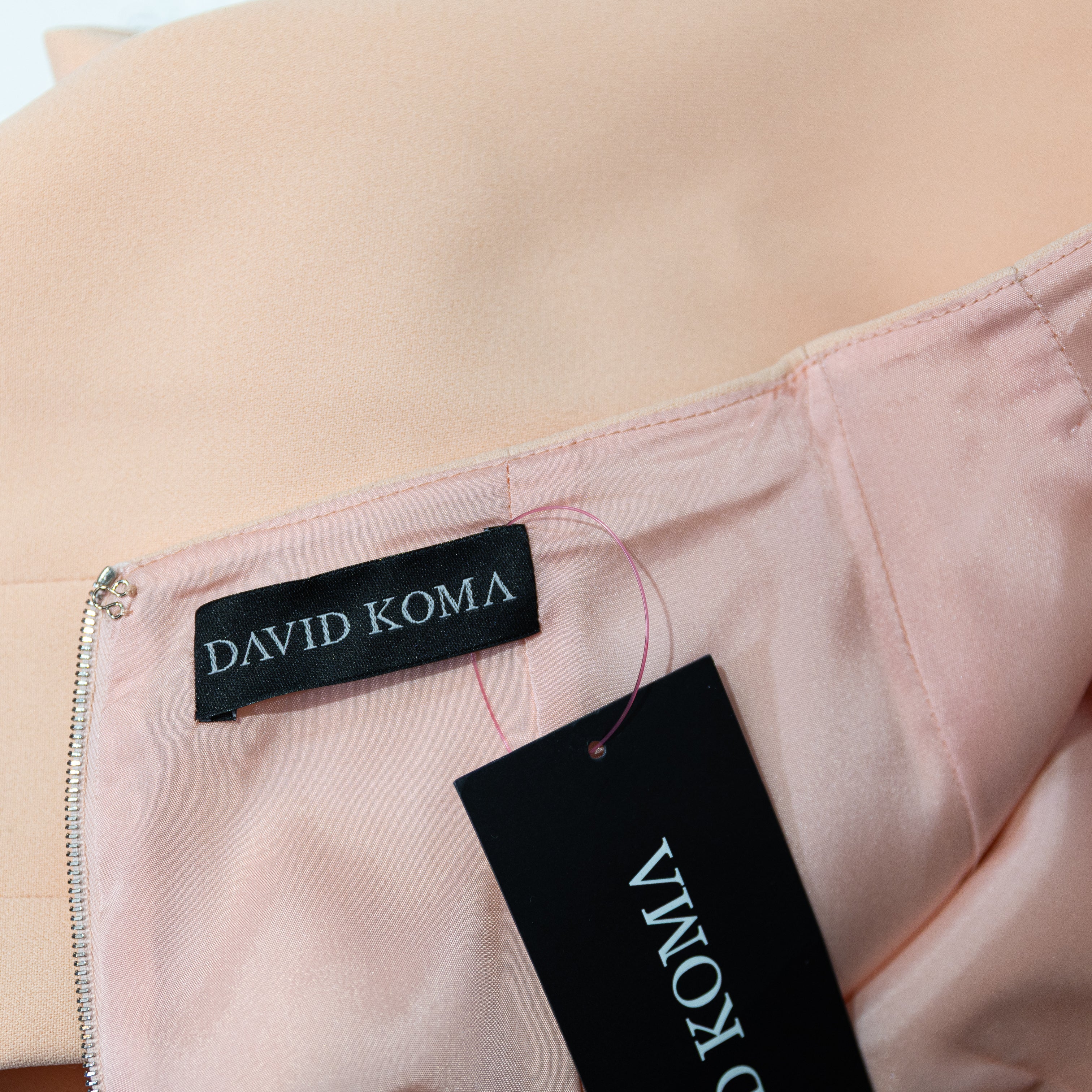 NEW David Koma Embellished Cady Crystal Jewel Diamond Trim Mini Skirt Peach 6