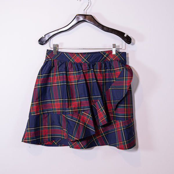 Vineyard Vines Jolly Plaid Party Ruffle Asymmetrical Hem Mini Skirt Deep Bay 8