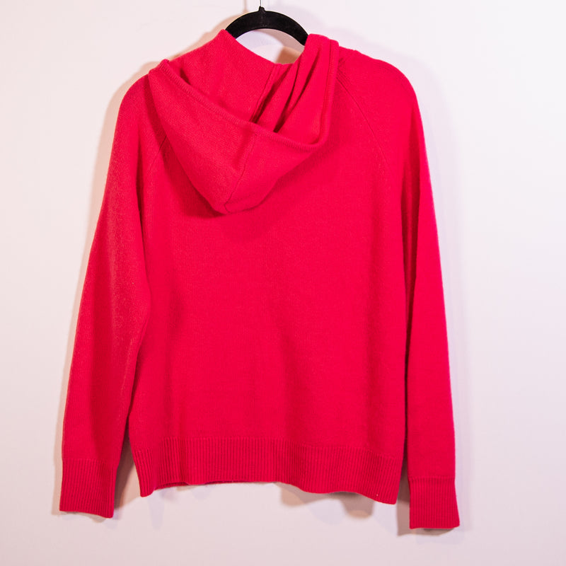 J. Crew Long Sleeve Everyday Cashmere Knit Pullover Hoodie Sweater Bright Cerise