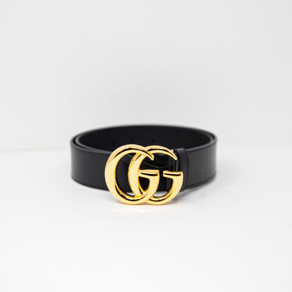 Gucci Marmont Genuine Smooth Leather Made In Italy Oversize Logo Buckle Belt