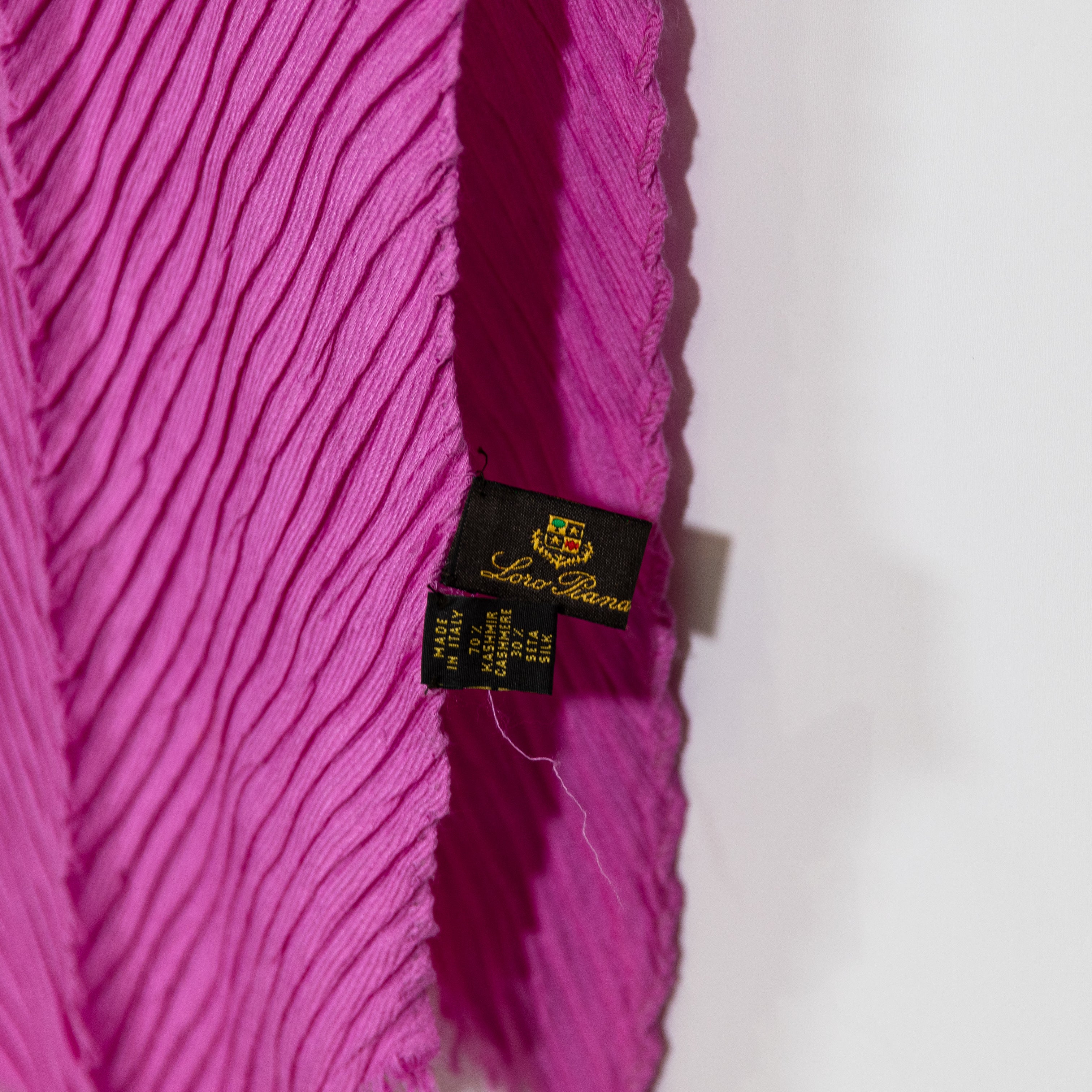 Loro Piana Made In Italy Cashmere Silk Knit Stretch Wrap Scarf Accessory Pink