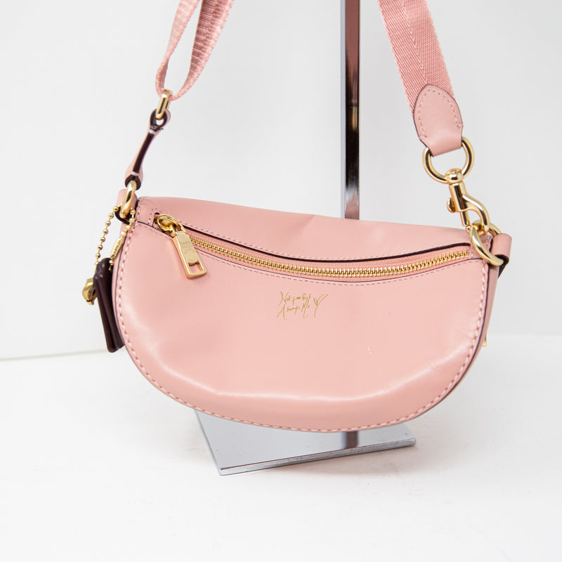 Coach x Selena Gomez Genuine Leather Waist Fanny Sling Crossbody Purse Bag Pink