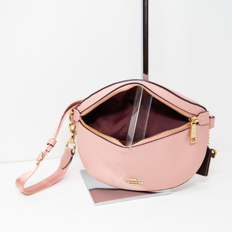 Coach x Selena Gomez Genuine Leather Waist Fanny Sling Crossbody Purse Bag Pink