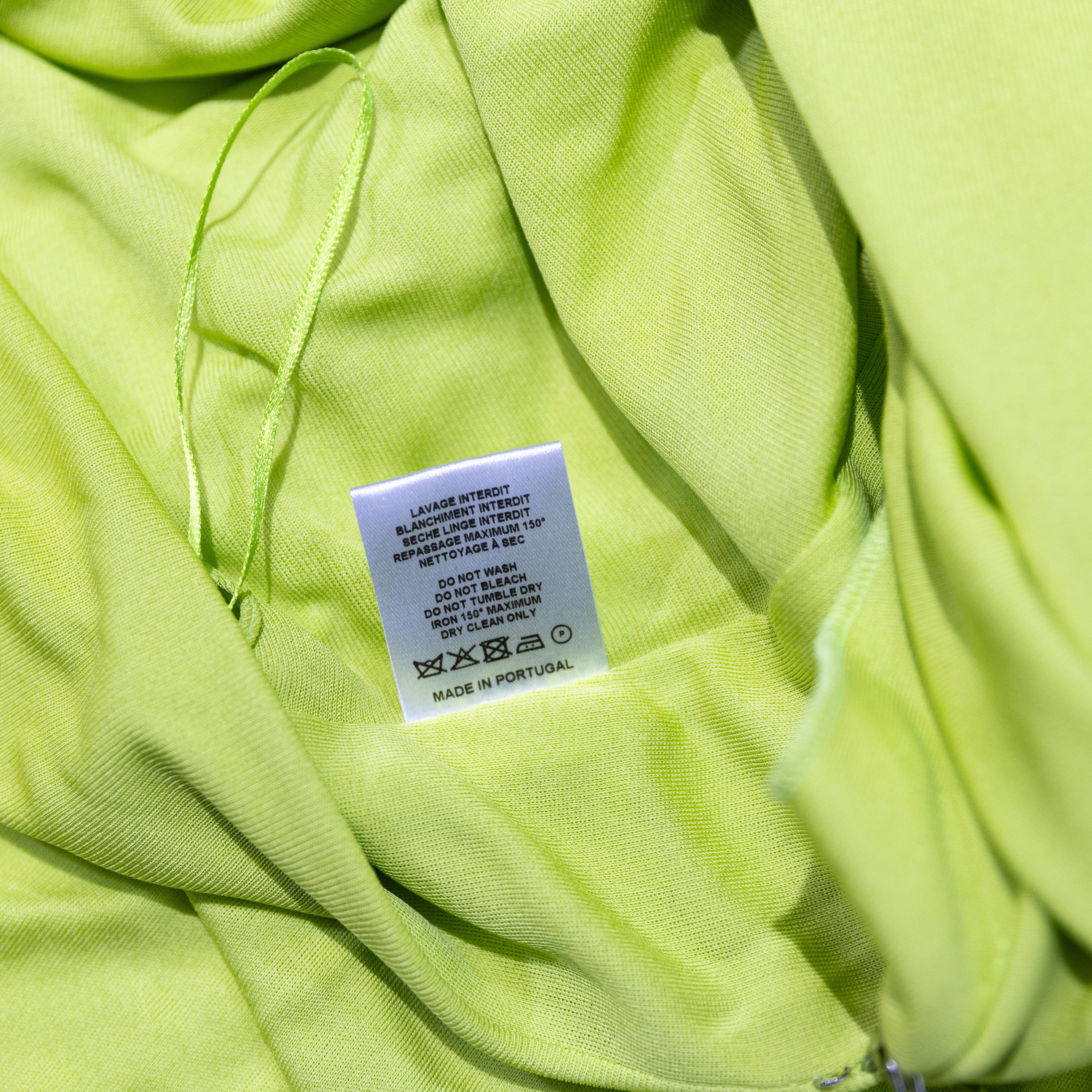 NEW Mugler Stretch Knit Neck Tie One Sleeve Ruched Bodycon Mini Dress Lime Green