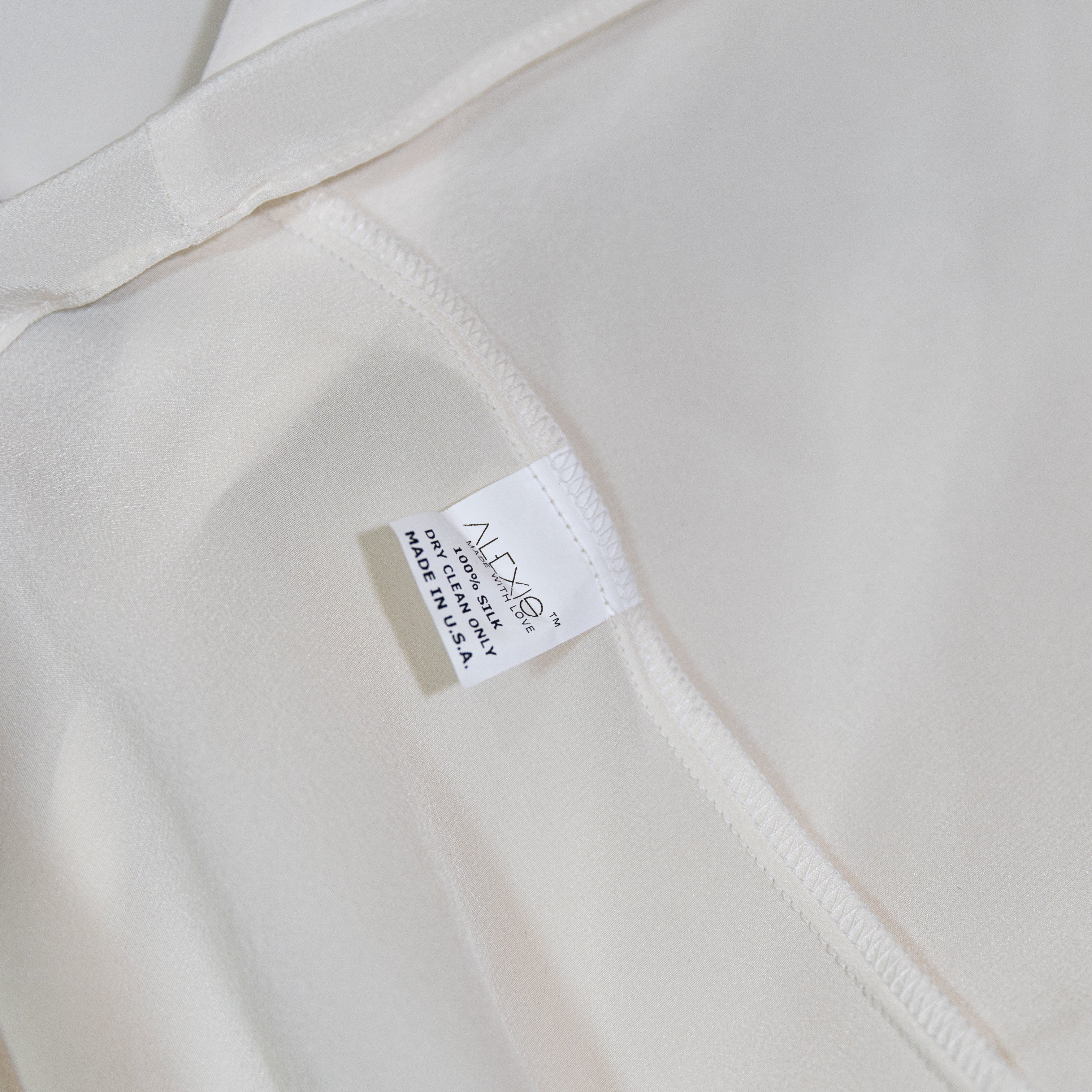 Alexis Silk Chiffon V Neck Tie Neck Long Sleeve Blouse Shirt Top White Medium