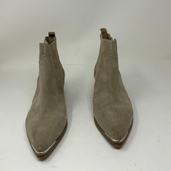 Marc Fisher Mlyohani Genuine Suede Leather Flat Pull On Booties Shoes Gray 7.5