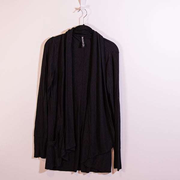 Athleta Pranayama Restore Nirvana Ultra Soft Open Front Cardigan Sweater Black S