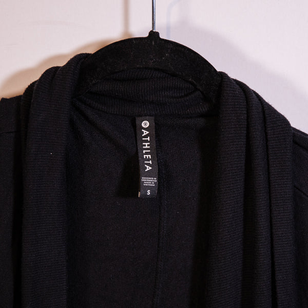Athleta Pranayama Restore Nirvana Ultra Soft Open Front Cardigan Sweater Black S