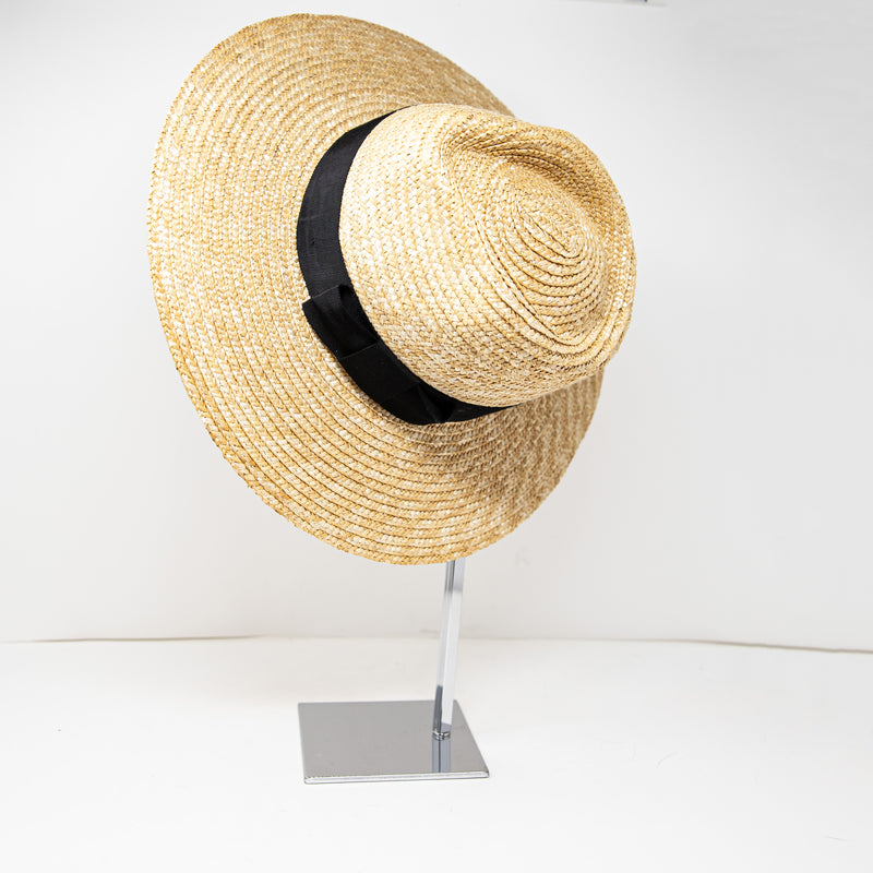 Brixton Joanna Wheat Straw Woven Wide Brim Ribbon Trim Honey Beige Hat Accessory