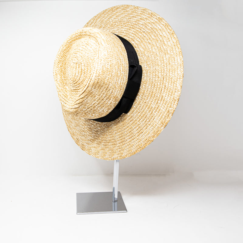 Brixton Joanna Wheat Straw Woven Wide Brim Ribbon Trim Honey Beige Hat Accessory