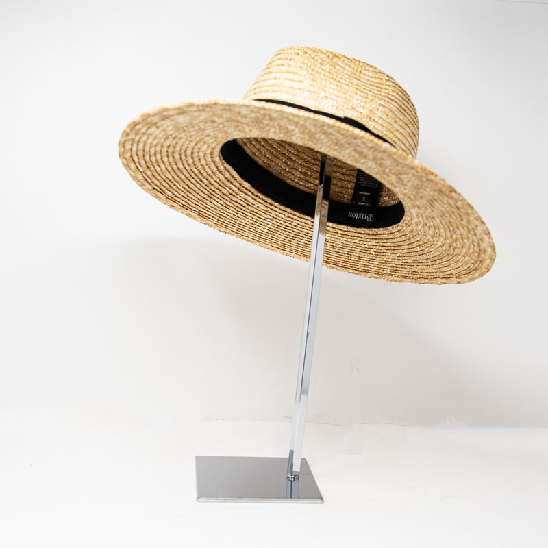 Brixton Joanna Wheat Straw Woven Wide Brim Ribbon Trim Honey Beige Hat Accessory