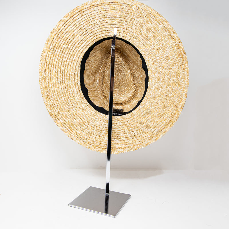 Brixton Joanna Wheat Straw Woven Wide Brim Ribbon Trim Honey Beige Hat Accessory