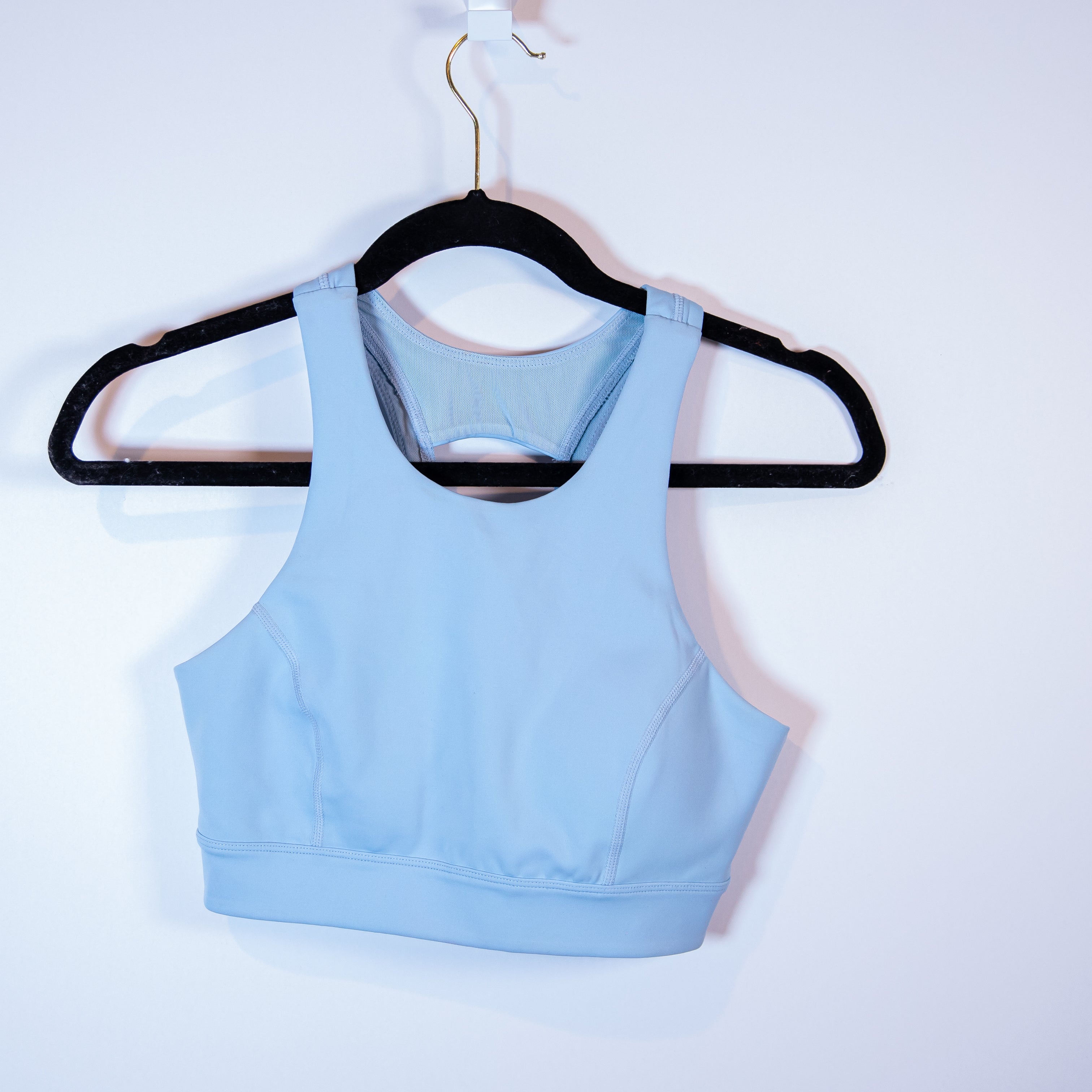 Lovewave Women's Blaire Racerback Cut Out Scoop Neck Sports Bra Dream Blue Small