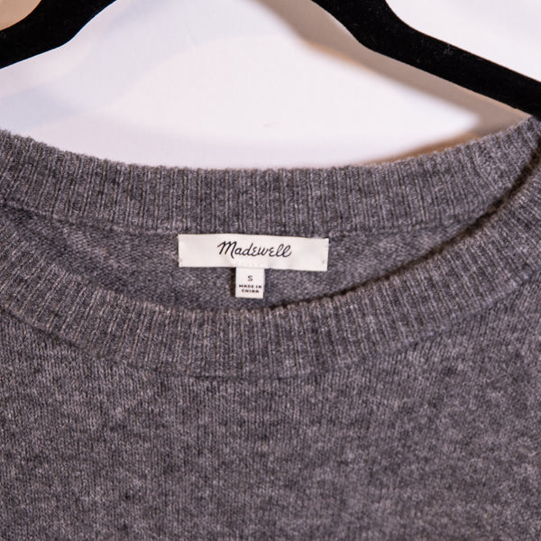 Madewell Heart Dot Balloon Sleeve Crew Neck Wool Alpaca Stretch Knit Sweater S